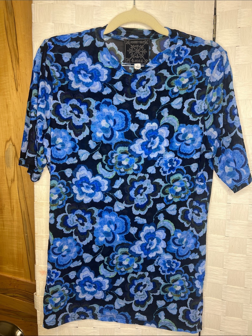 NWT Johnny Was Blue Calanthe Mesh Top – Size L 💙